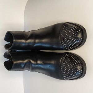 Stelle Monelle Italian Leather Studded Ankle Booties Black Silver Women's Size 9